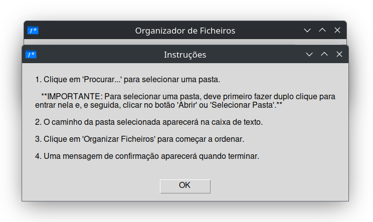 Pop-up de instruções
