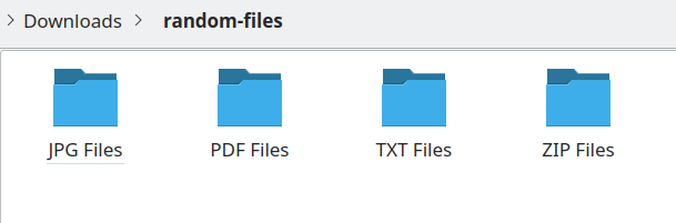 An organized folder with subdirectories for each file type