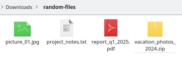 A messy folder with mixed file types