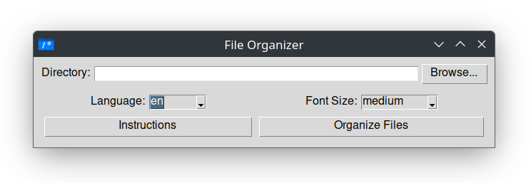 Main application window of File Organizer